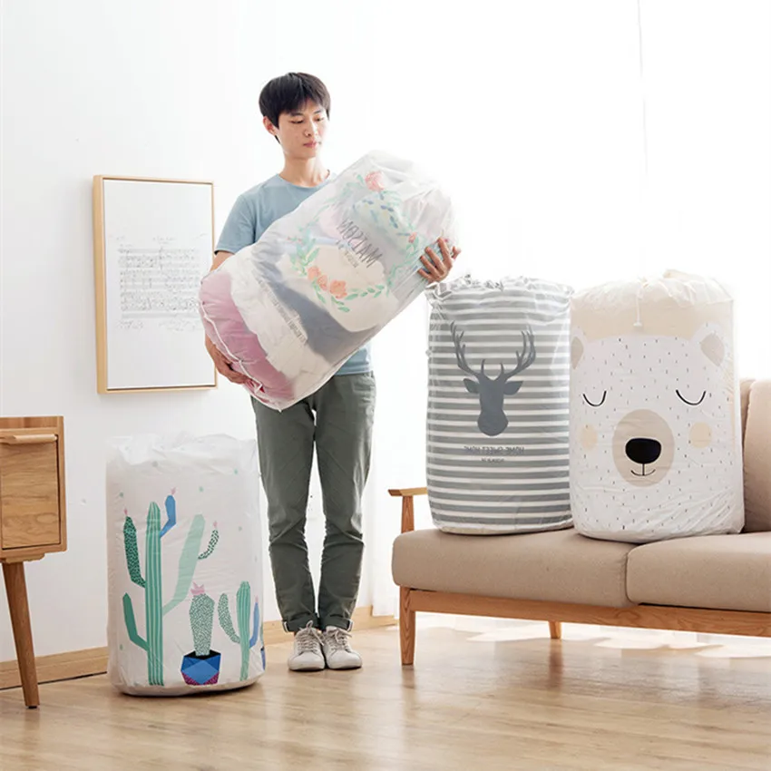 

Folding Laundry Basket Round Storage Bin Bag Large Hamper Collapsible Clothes Toy Holder Bucket Toy Organizer Large Capacity