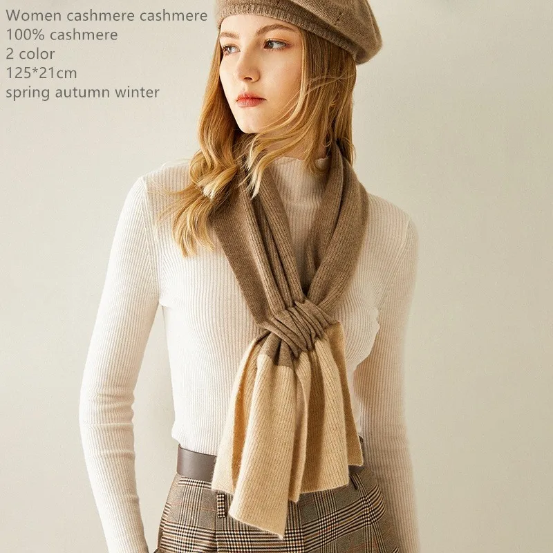 Naizaiga 100% cashmere beige brown patchwork warm thicken Women Shawl Female Wraps scarves ML11 |