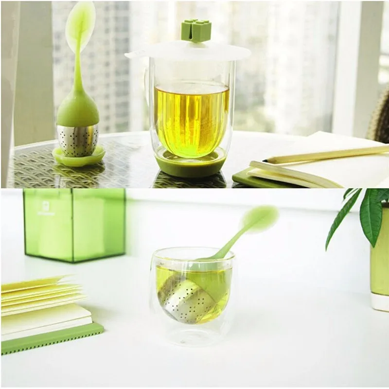 6-Colors-Silicone-Tea-Infuser-Reusable-Tea-Strainer-Sweet-Leaf-with-Drop-Tray-Novelty-Tea-Ball (1)