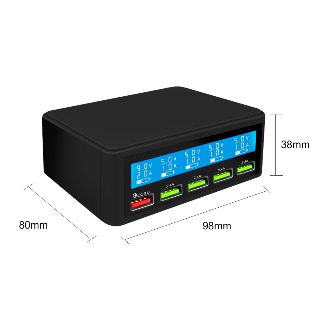 QC3.0 быстрое зарядное устройство 5 USB зарядное устройство светодиодный дисплей Универсальный телефон для Xiaomi samsung huawei iPhone зарядное устройство для путешествий