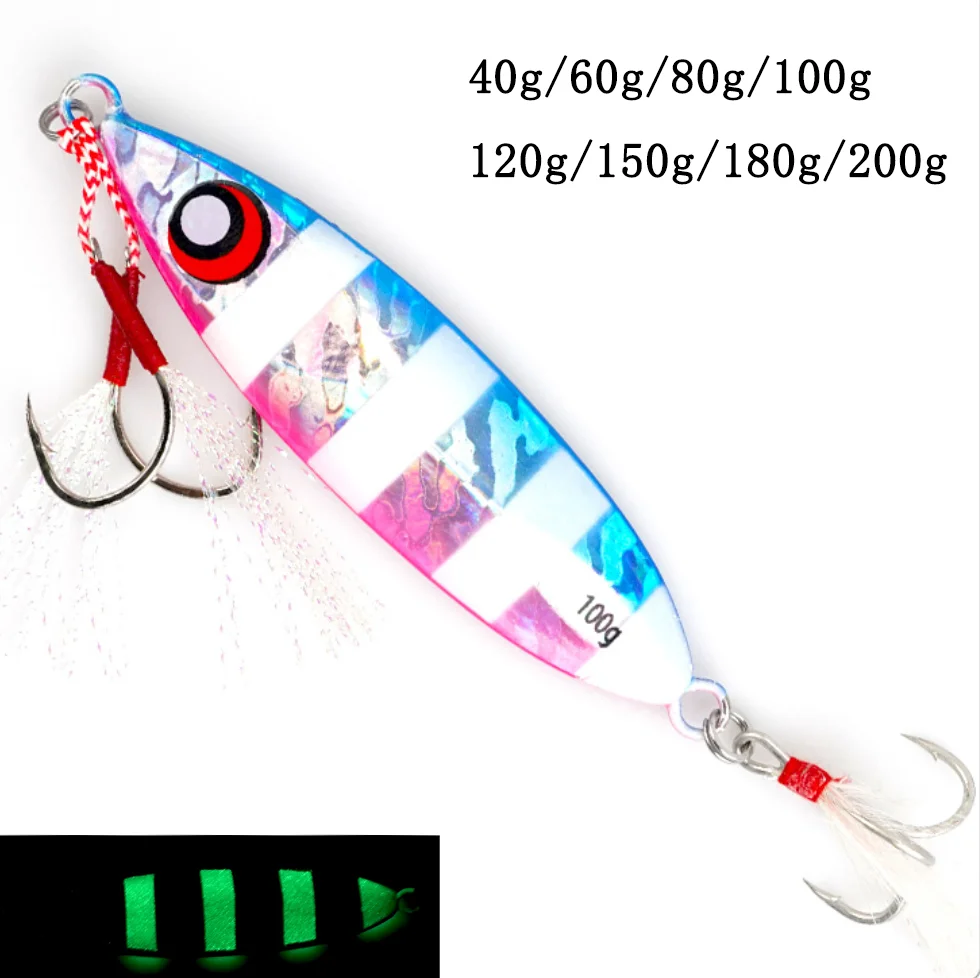 1PC 40g-100g Luminous Fishing Wobblers Crank Iron Plate Lure Minnow Bionic Fake Luya Sink Bait Tackle for Sea Bass Accessories | Спорт и
