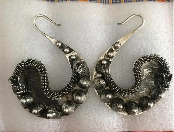 Pretty Craft Jewelry Good Miao Silver Orecchini Dragon