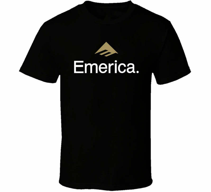 Emerica-Скейтборд Логотип рубашка черная белая футболка Мужская Бесплатная