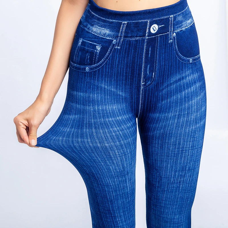 MoneRffi, модные обтягивающие женские леггинсы размера плюс, лосины из джинсовой ткани с длинным карманом, Осенние леггинсы в полоску, повседневные узкие брюки