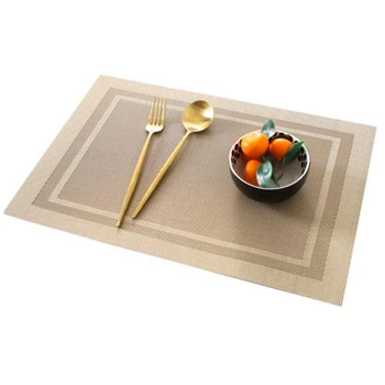 

Placemats, Heat-Resistant Placemats Stain Resistant Anti-Skid Washable PVC Table Mats Woven Placemats, Set of 6 (Beige)