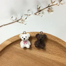 4 шт. Kawaii 3D медведь ожерелье смола шармы Подвески Diy для изготовления ювелирных изделий маленький медведь брелок ремесла ручной работы аксессуар