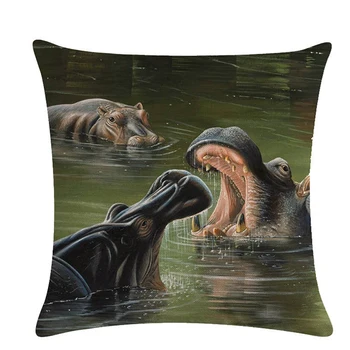 

Nordic Style Cushion Cover Animal Scenery Throw Pillow Cover Linen Cushion Case Sofa Bed Decor Pillow 45*45cm
