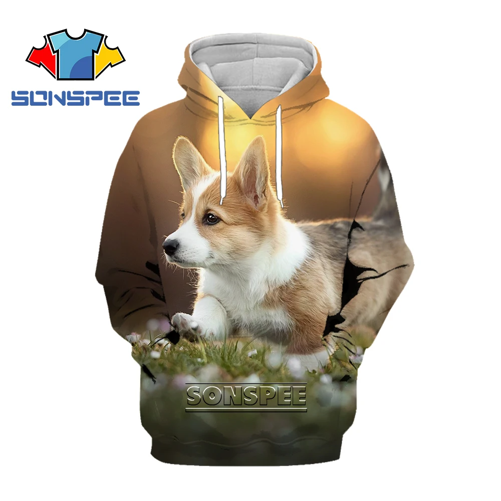 Welsh Corgi Pembroke Teckel Hoodie For Men's Dackel Dog 3D Hoody Print Tee Pullover Oversized Women Clothing Homme Long Sleeve