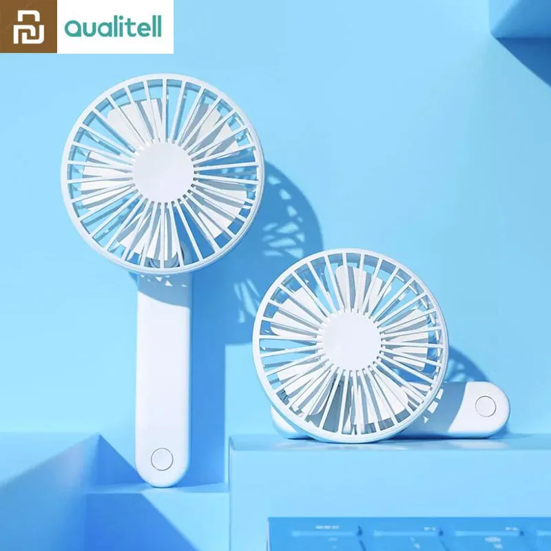 Youpin Qualitell Handheld Fan Three wind speeds Portable Foldable Desk USB Rechargeable Vertical dual-use Mini Fold Fans | Электроника