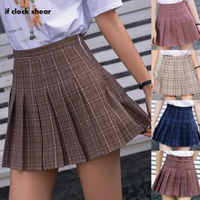 Клетчатая юбка для девочек с высокой талией, плиссированные юбки для скейтборда, Студенческая ветровка, пояс с подкладкой, удобный светильник, дышащая юбка