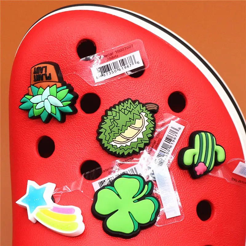 Single Sale Original Shoe Decoration Cute Cactus Clover Meteor Durian PVC Shoe Charms Accessories for Croc Buckle Jibz Kids Gift Single Sale Original Shoe Decoration Cute Cactus Clover Meteor Durian PVC Shoe Charms Accessories for Croc Buckle Jibz Kids Gift