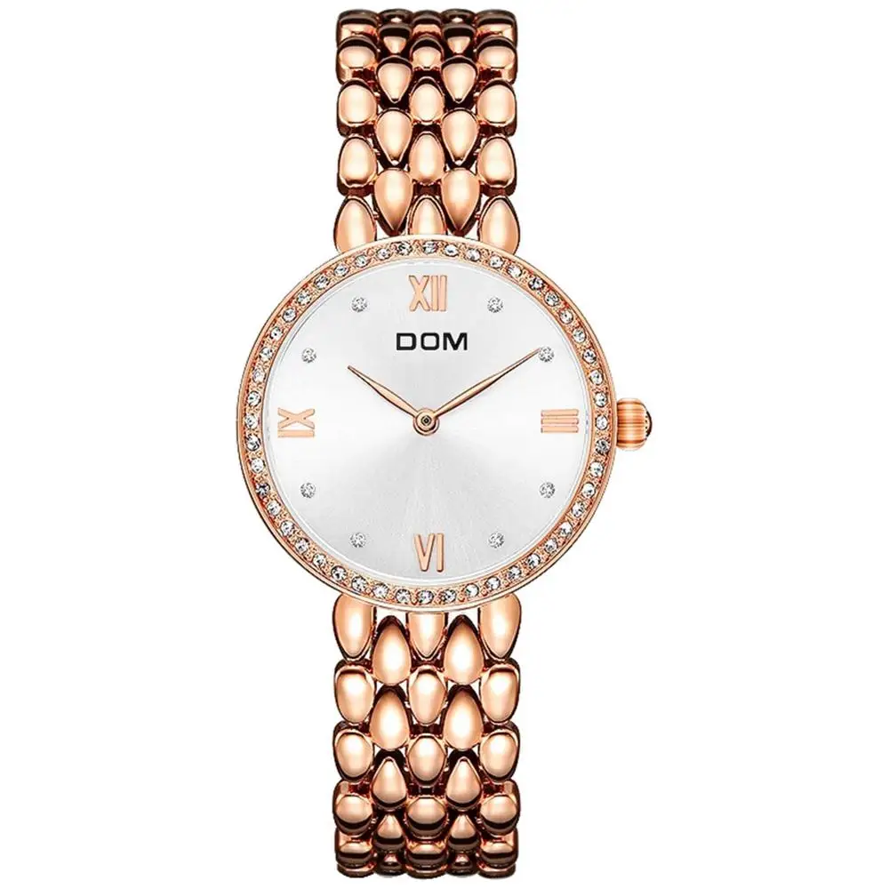 Часы dom женские модные часы Топ бренд женские модные наручные часы водонепроницаемые женские часы со стальным браслетом G-1235G-7M - Цвет: G-1235G-7M