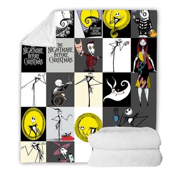 

Skeleton Jack Flannel Throw Blanket Christmas Print Soft Warm Plush Fleece Blanket Cover Bedspreads for Bed Custom Sofa Blanket