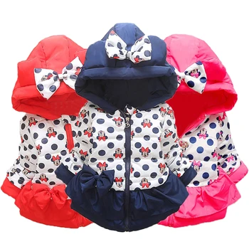 

Girls Minnie Jacket Winter Keeping Warm Hooded Coat For Girls Plus velvet thickening Lovely Kids Outerwear Children Clothing
