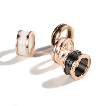 

Aladdin new arrival Brand White Black Ceramic Ring Titanium Steel Spring Wedding Rings Classic design men women lovers' jewelry