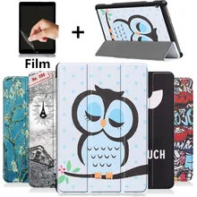 Тонкий трехслойный чехол для lenovo tab M 10 M10, чехол из искусственной кожи, чехол-подставка для lenovo tab M10 TB-X605L TB-X605F планшета+ пленка