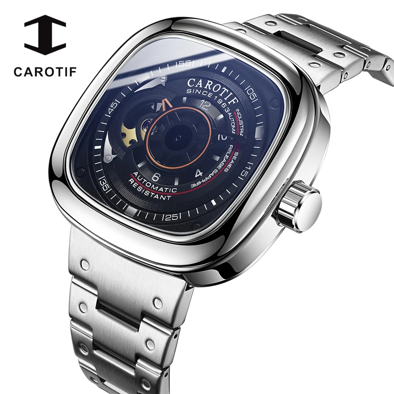 Часы relojes hombre CAROTIF мужские модные автоматические квадратные водонепроницаемые