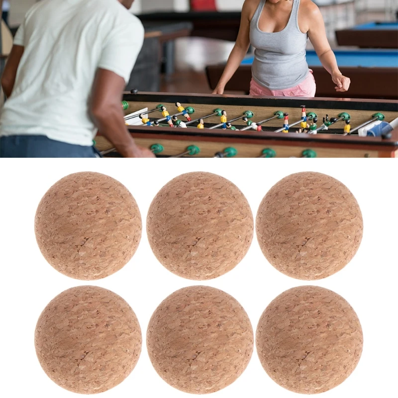6pcs 36mm Table Football Cork Solid Wood Foosball Table Soccer Ball