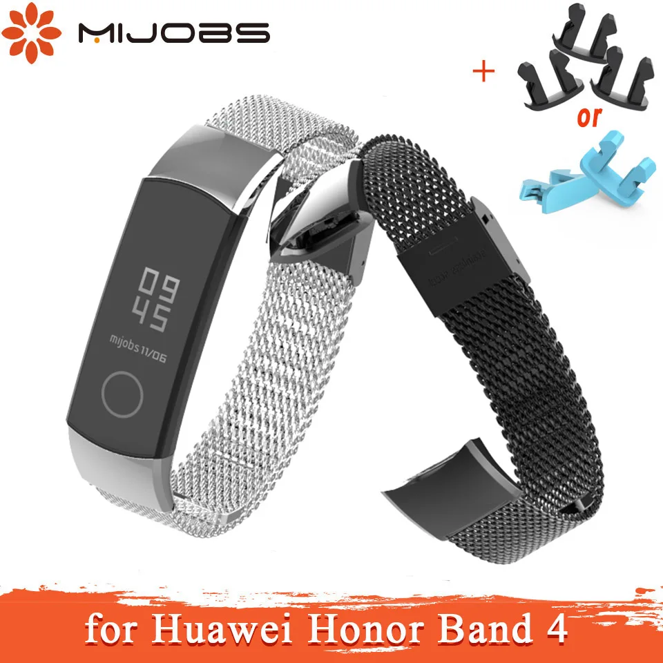 Металлический ремешок Mijobs для Huawei Honor Band 4 Миланский из нержавеющей стали