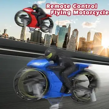 

New 2 In 1 Remote Control Motorcycle Four-Axis Motorcycle Aircraft Land And Air Amphibious Mini Drone One-Click Rolling Aircraft