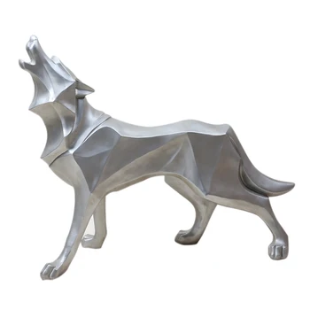

Figurines & Miniatures Creative Resin Crafts Ornaments Simulation Wolf Model for Home Decor - Silver