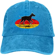 

German Flag Shepherd Dog Sports Denim Cap Adjustable Unisex Plain Baseball Cowboy Snapback Hat