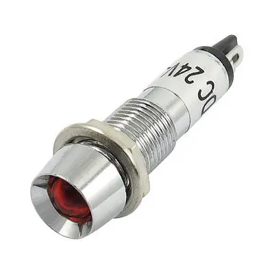 

DC 24V 2 Pin Recessed Red Pilot Light Signal Indicator Lamp