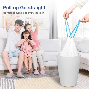 

Durable Rope-Pulling Garbage Bag Portable Thickened Dormitory Kitchen Large Plastic Waste Bag Trash Bags Storage Bags