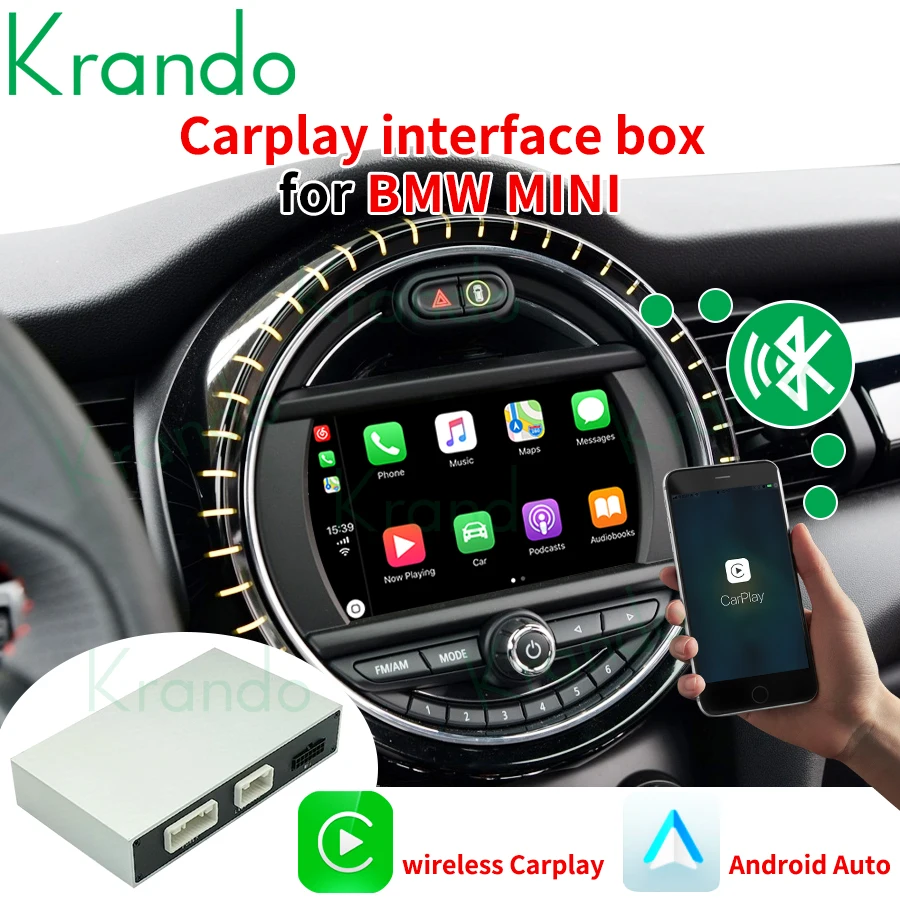 Krando Upgrade Android Auto Wireless Carplay Interface Box per BMW Mini Cooper F54 F55 F56 F60 R60 2007-2018 CIC NBT EVO Module