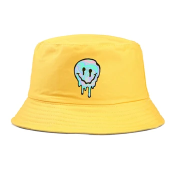 

Casual Yellow funny Smiley Face Fisherman Hat For Women Men Fashion Simple Outdoor Friends Visor Sun Basin panama bucket Hats