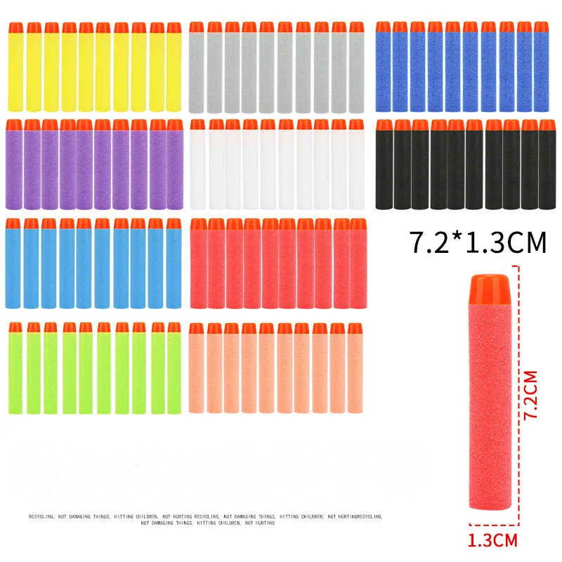 EVA Мягкая головка с полым отверстием, 7,2 см, запасная часть, пулевые дротики для игрушечного пистолета, эластичная пена, Мягкая головка, эластичная универсальная, есть семь цветов