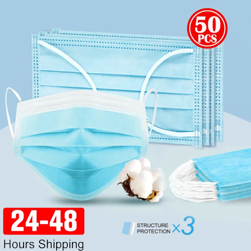 

Disposable Masks Anti Dust Mask Filter Dustproof Anti-Pollution 3 layers Elastic Earloop Face Mouth Mask 48 Hours Shipping