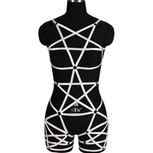 Жгуты в форме пентаграммы набор клетка бюстгальтер белый Strappy топы выдалбливают Сексуальное белье грудь Готический бюстгальтер без косточек размера плюс фестивальный рейв