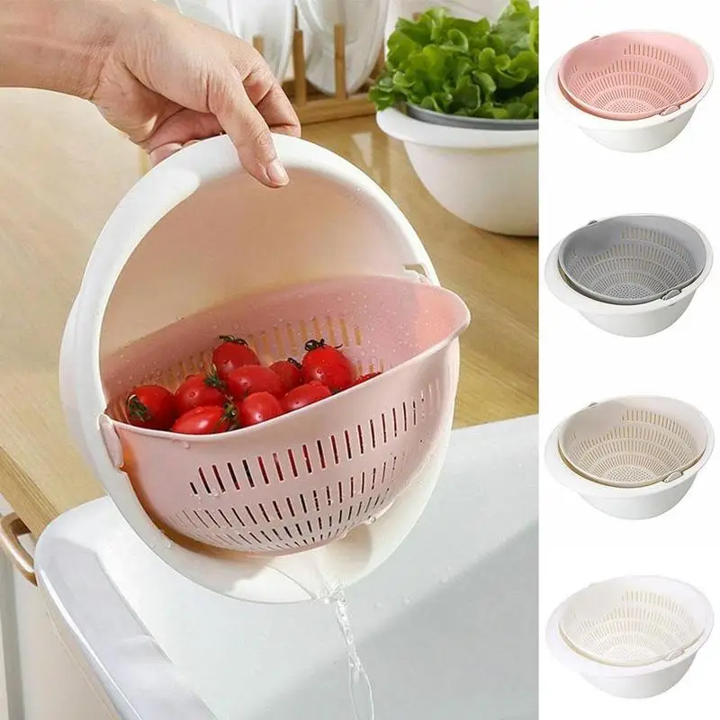

Double Drain Basket Bowl Washing Kitchen Strainer Noodles Vegetables Fruit Tools Bar Kitchen Gadgets Reusable Accessories