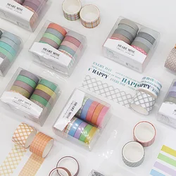 Ensemble de 10 bandes adhésives Washi Macarone de couleur unie, papier de masquage pour Scrapbooking, décoration, papeterie scolaire japonaise 