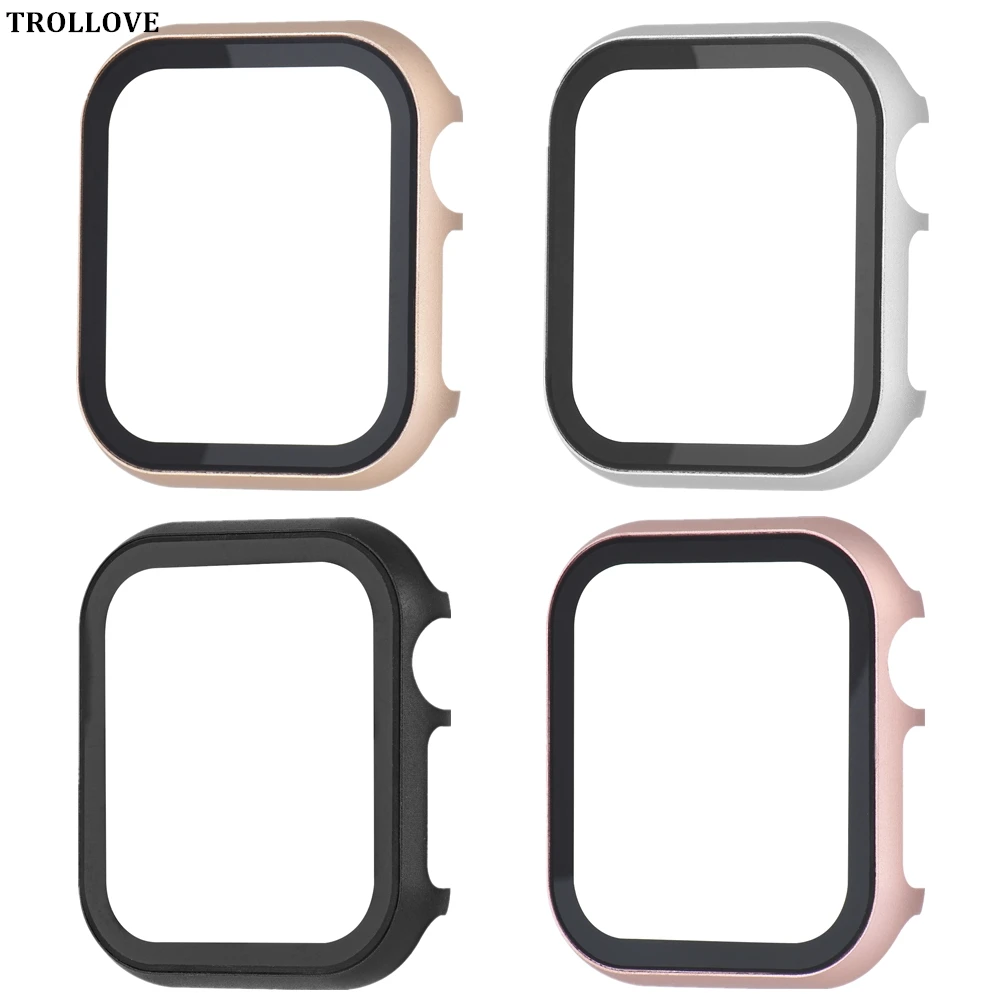 Чехол для часов для Apple Watch Series 4 3 2 1 42 мм 38 мм 40 мм 44 мм Металл+ закаленное стекло Защита экрана для iWatch 4 44 мм
