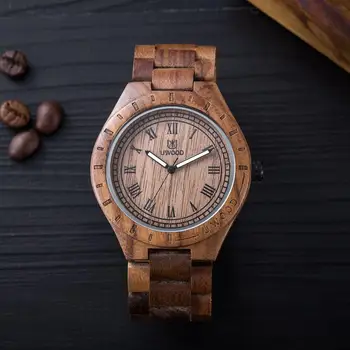 

UWOOD Wooden Watch Elegant Men Watch Luminous Japanese Movement Quartz Watch GA