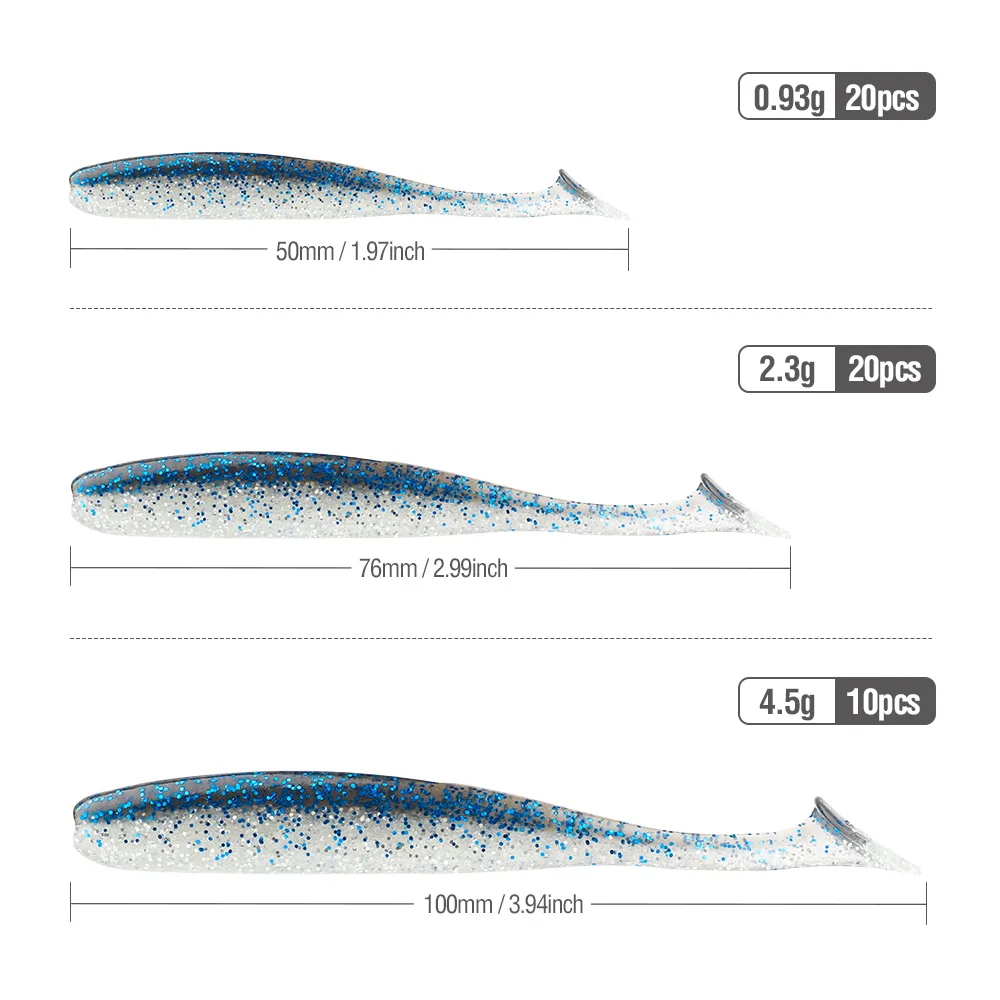 DONQL Soft Fishing Lures Silicone Bait 50mm 76mm 100mm Wobblers Jig Swimbait Carp Fishing Tackle Artificial Baits (4)