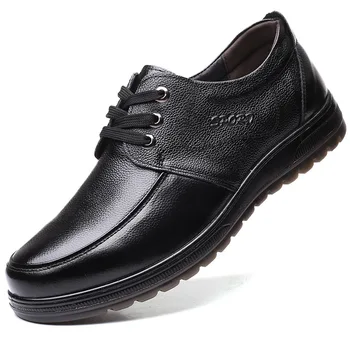 

LIMEIKE High Quality Genuine Leather Shoes Men Flats Fashion Men's Casual Shoes Brand Man Soft Comfortable Lace up Black