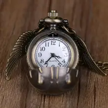 Reloj de bolsillo Retro Snitch En forma de bola Potter de cuarzo alas de Ángel a la moda collar joyería regalos para hombres mujeres niños