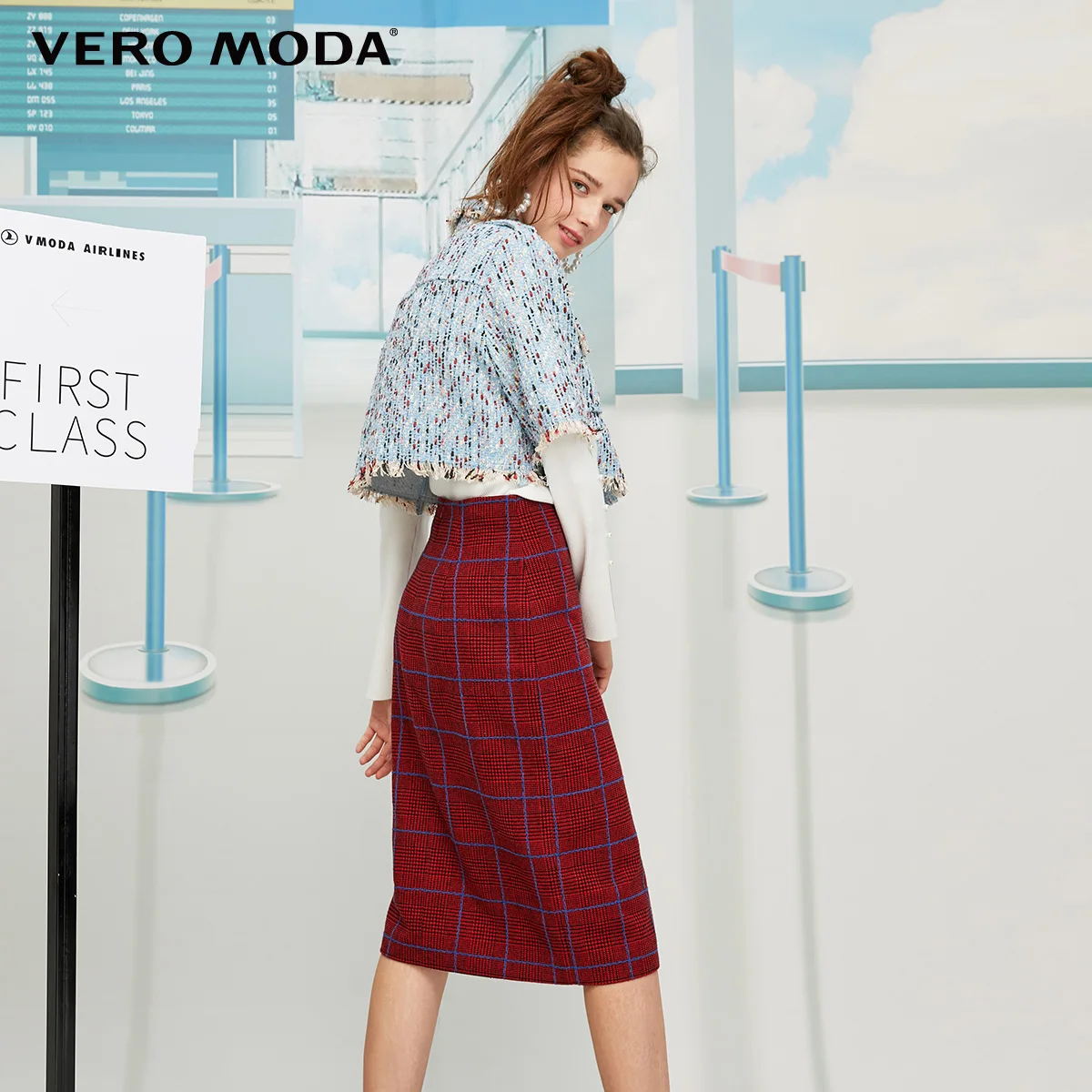Vero Moda New Sheep Wool Houndstooth Single Slit Skirt | 319316547