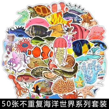 

50 Pieces of Ocean World Graffiti Stickers Laptop Luggage Refrigerator Automobile Sticker