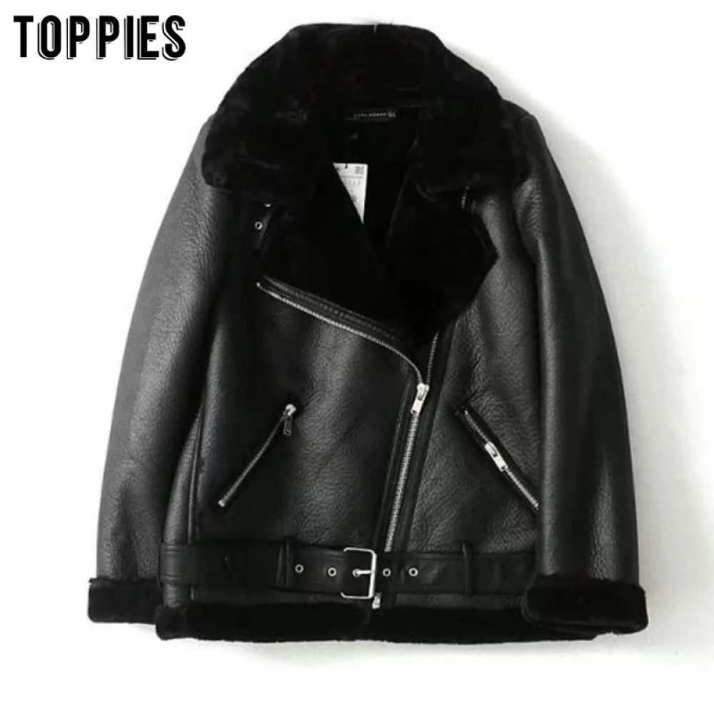 Winter Sheepskin Coats Women Thicken Faux Leather Fur Coat Female Lining Jacket Aviator casaco feminino | Женская одежда
