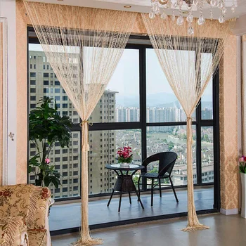 

1pc Glossy Line Flash Tassel Curtain Home Living Room Curtain Decoration Window Door Divider Curtains