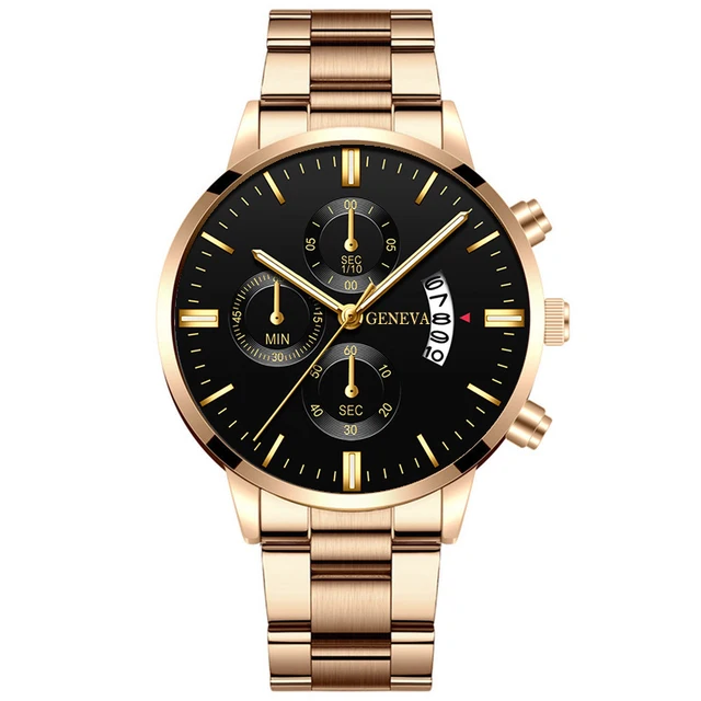 2020 Fashion Trend Men's Stainless Steel Watch Luxury Calendar Quartz Watch Men's Business Casual Watch Rose Gold Gold