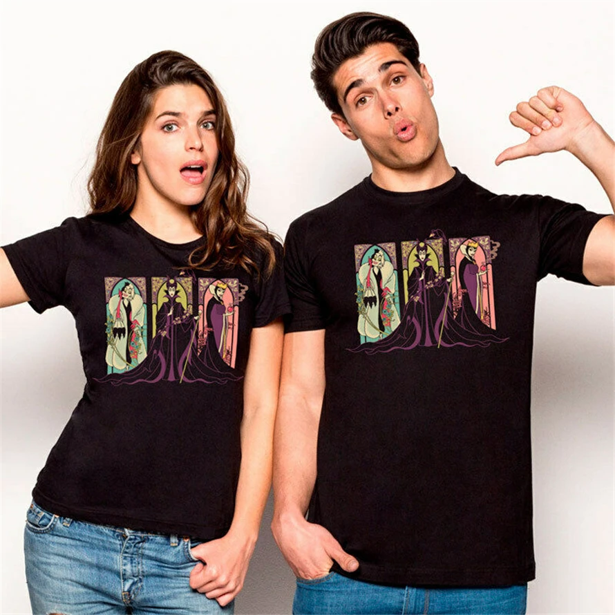 

Mistresses Of Evil Maleficent Cruella De Vil Evil Queen Black T-Shirt Snow White Newest Fashion Tee Shirt