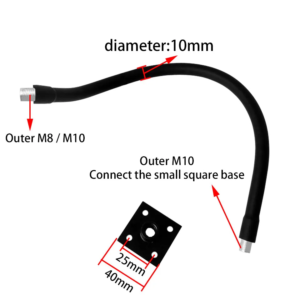 Silicone Coated Metal Hose With Base Dia10mm Desk Lamp Spotlights Can Bent Universal Gooseneck Tube For Floor Lamp Pendant