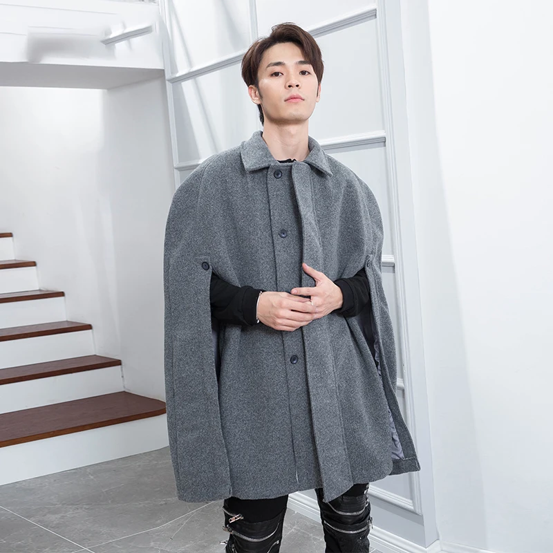 Cape Cloak Coat Personality Bat Shirt Coat Men's Tide Hip-Hop Long Coat Shawl Winter Sleeveless Lapel Cape Cloak Coat Personality Bat Shirt Coat Men's Tide Hip-Hop Long Coat Shawl Winter Sleeveless Lapel