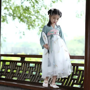 

Lovely Traditional Chinese Style Costume Dress Cotton Photography Clothing Princess Hanfu Fairy Dress with Embroidery ZL491