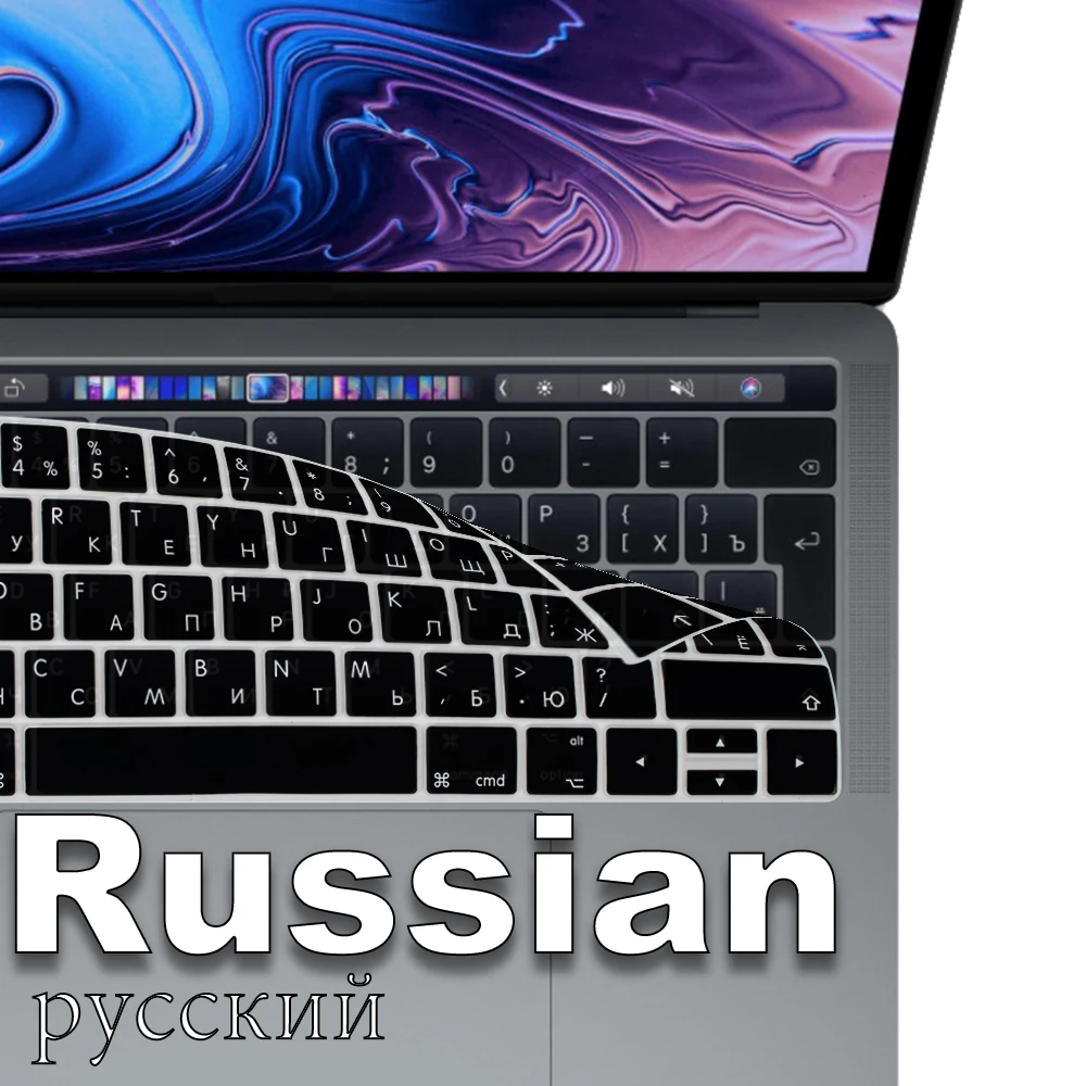 Чехол с русской клавиатурой для Macbook Pro 13Air 11 12 15 A2141/A1466 A1708/A1990/A1398/A1932 аксессуары